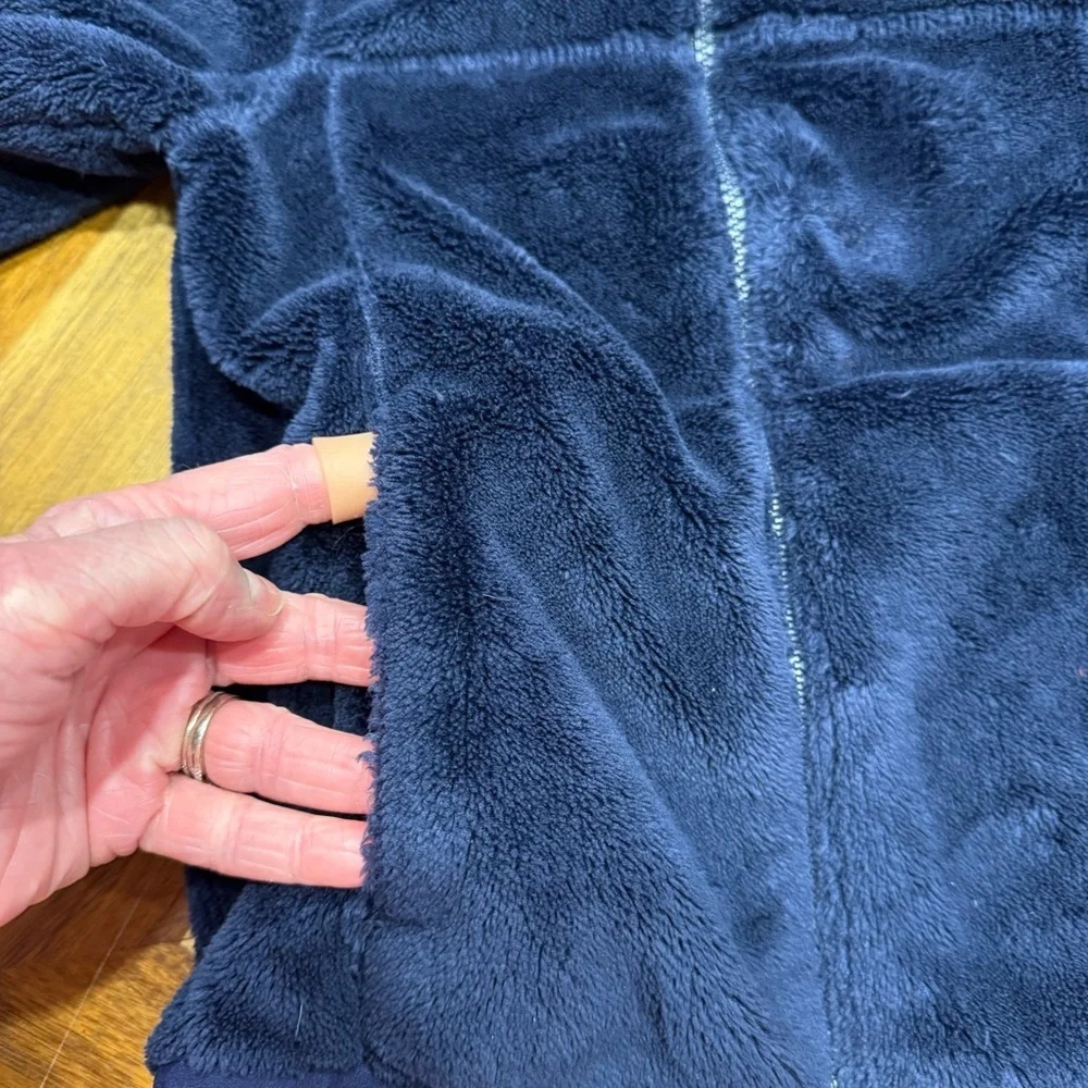 L.L. Bean High Pile Fleece Navy Hooded Jacket FLAW